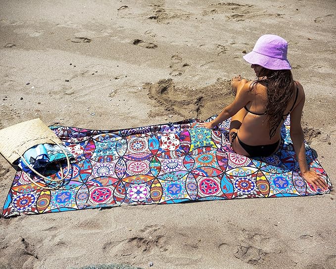 Elite Trend Quick Dry Towel Extra Large 78x35 Inch - Microfiber Beach Towel - Perfect for Beach, Travel, Swimming, Pool, Yoga, Hiking, Camping - Lightweight, Fast Drying, Compact for Adults (Mandala)