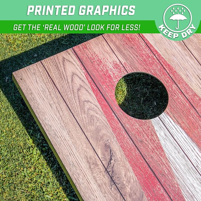 GoSports 3 x 2 ft Cornhole Board Set - Portable Outdoor Toss Game for Adults & Family - Includes Set of 8 Bean Bags with Built-in Storage - Choose Your Style