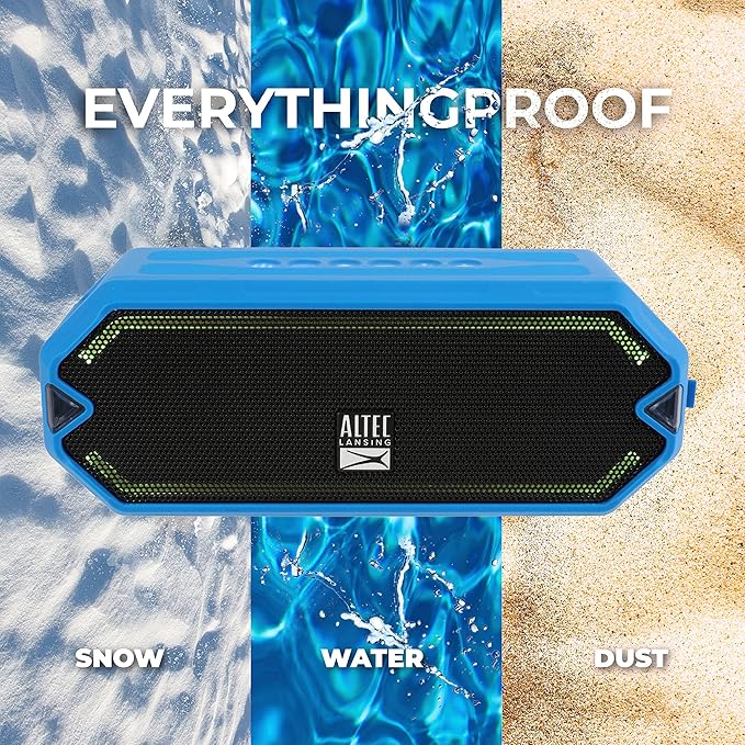 Altec Lansing - HydraJolt Wireless Bluetooth Speaker, Waterproof Portable Speakers with Built in Phone Charger and Lights, Everything Proof Outdoor, Shockproof, Snowproof, 16 Hours Playtime