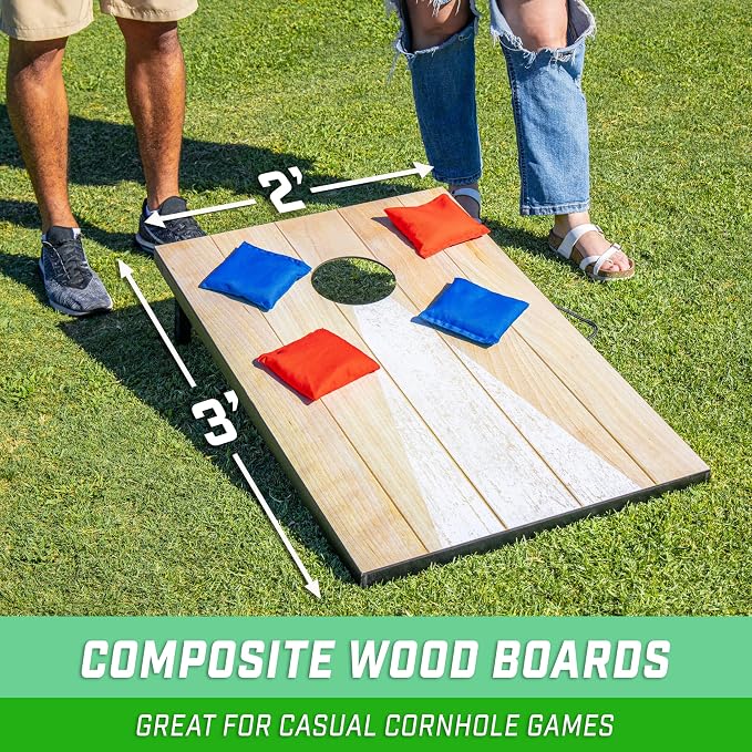 GoSports 3 x 2 ft Cornhole Board Set - Portable Outdoor Toss Game for Adults & Family - Includes Set of 8 Bean Bags with Built-in Storage - Choose Your Style