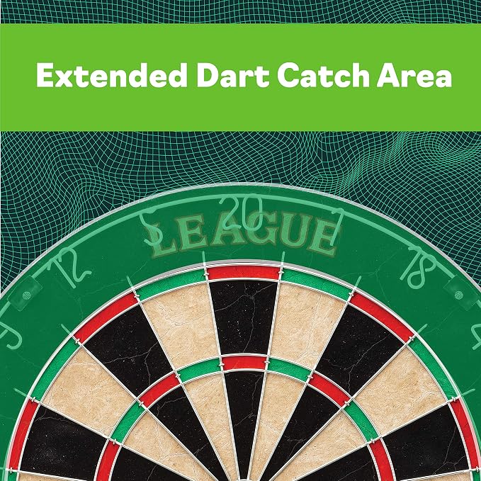 Viper League Regulation Bristle Steel Tip Dartboard Set with Staple-Free Bullseye, Galvanized Metal Thin Radial Spider Wire; High-Grade Compressed Sisal Board with Rotating Number Ring Extending Life