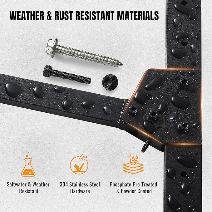 2-Tier Foldable Kayak Wall Mount Rack - Heavy Duty Steel Storage Hanger for Garage, Holds Kayaks, Canoes, Paddleboards - Space-Saving Swing-Away Design (Black)