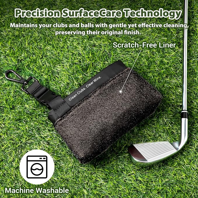 MOSTY Golf Club & Ball Cleaner Bag,Durable Golf Club Cleaning Kit and Ball Washer Pouch,Club Cleaner for Golf Bag, Golf Gifts for Men Women Golfers Him Unique, Essential