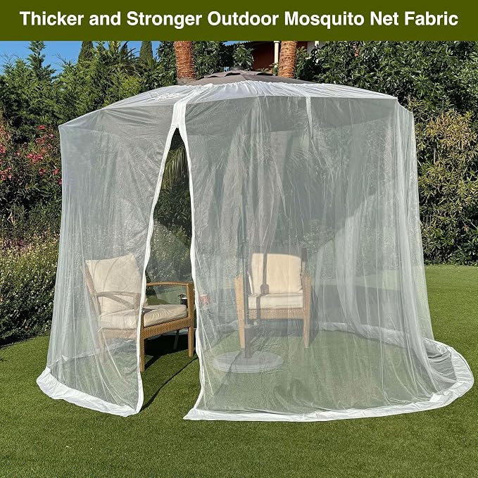 Mosquito Net for Umbrella 7.5 FT | Two Zippers & Works for Cantilever | Larger & Stronger Outdoor Netting | Patio, Porch & Garden Terrace | Outside Canopy Bug & Fly Protection Enclosure