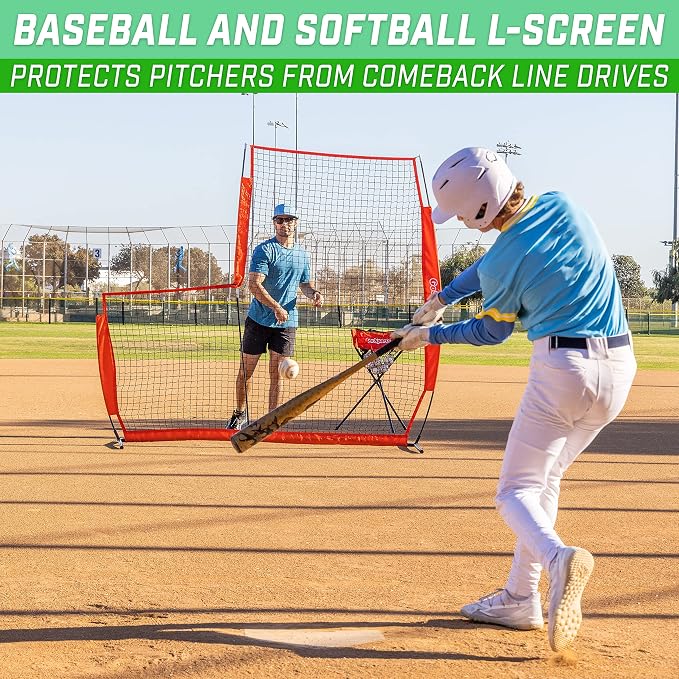 GoSports Baseball & Softball Pitching Screens - L Screen or I Screen - Pitcher Protection Net