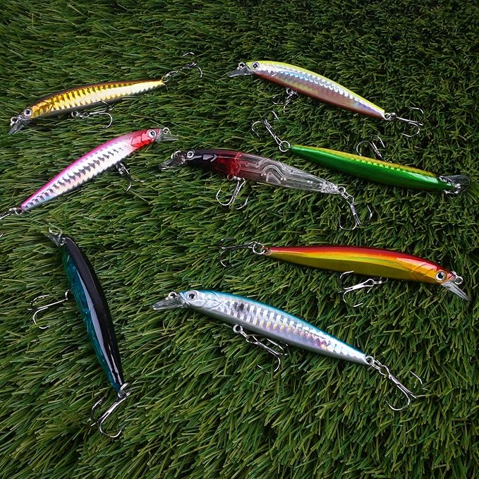 Fishing Lures Kit Crankbait Minnow Hard Bait Set Deep Diving Jerkbait Swimbait Popper Pencil Walleye Lures Artificial Fishing Bait for Bass Trout Redfish Saltwater Freshwater Fishing Lure