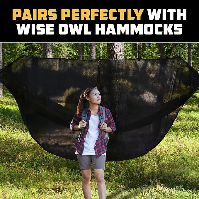 Wise Owl Outfitters Hammock Bug Net – Mosquito Net for Hammock, Lightweight Bug Netting for Camping, Hiking, Backpacking, Forest & Outdoor Use