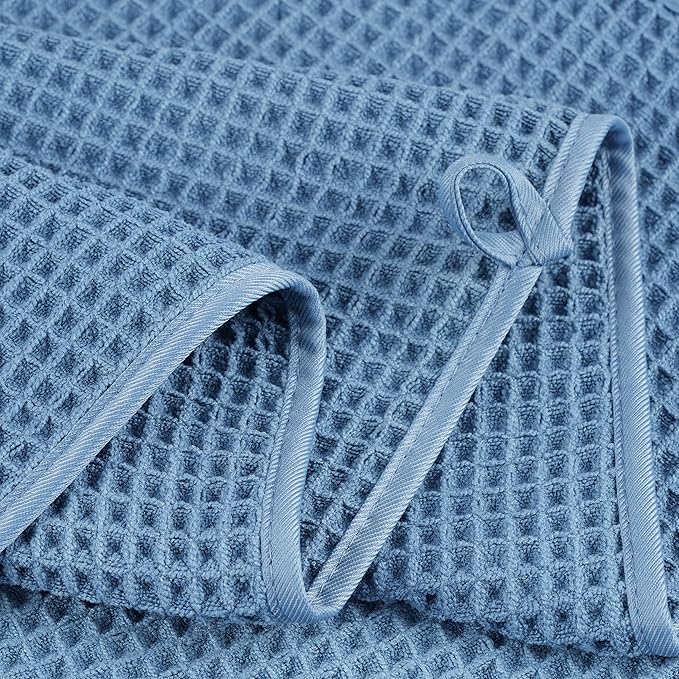 POLYTE 430 GSM Microfiber Quick Dry Lint Free Bath Sheet, 70 x 35 in, Set of 2 (Waffle Weave)