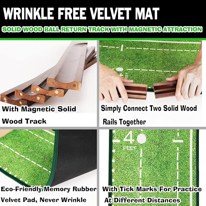 Dachenus Putting Green Indoor Mat Outdoor Golf Putting Mat with Automatic Ball Return - Ideal for Home, Office, and Outdoor Use