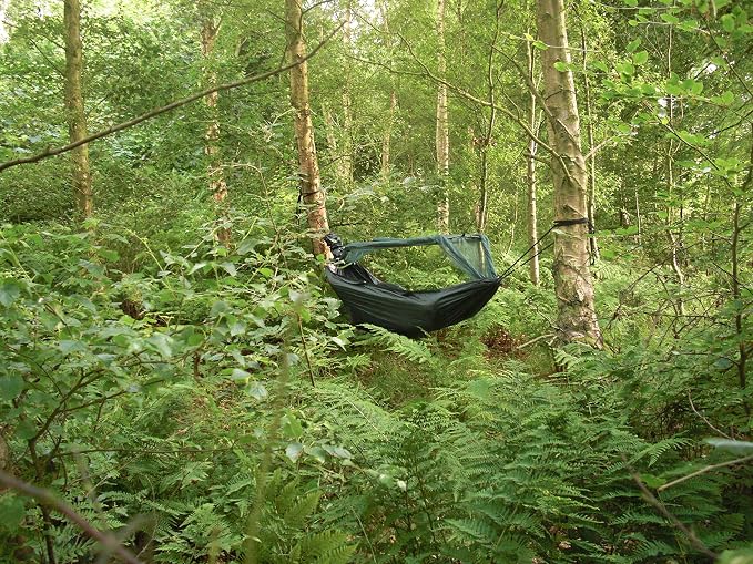 DD Hammocks Frontline Hammock - Olive Green - Portable Lightweight Camping Jungle Hammock with Mosquito Net for Outdoor Backpacking & Hiking