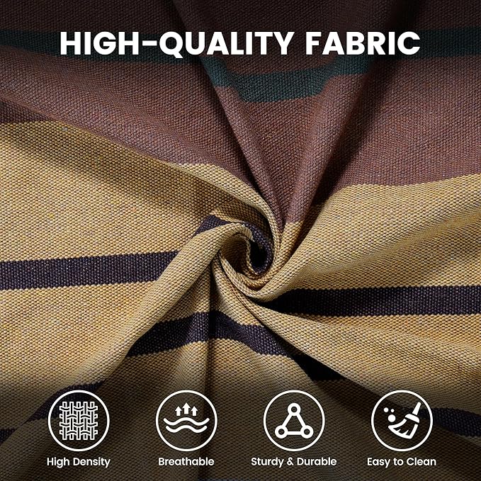 Lazy Daze Hammocks Cotton Fabric Double Hammock with 55" Spreader Bar, Portable Camping Hammock with Carrying Bag & Tree Straps for Patio, Backyard, Balcony, 450lbs Capacity, Brown & Khaki