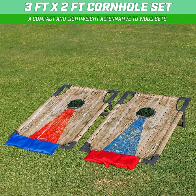 GoSports Portable Cornhole Set with Carry Case - Outdoor Lawn Bean Bag Toss Game for Adults and Family - Beach, Camping, Yard Games & More