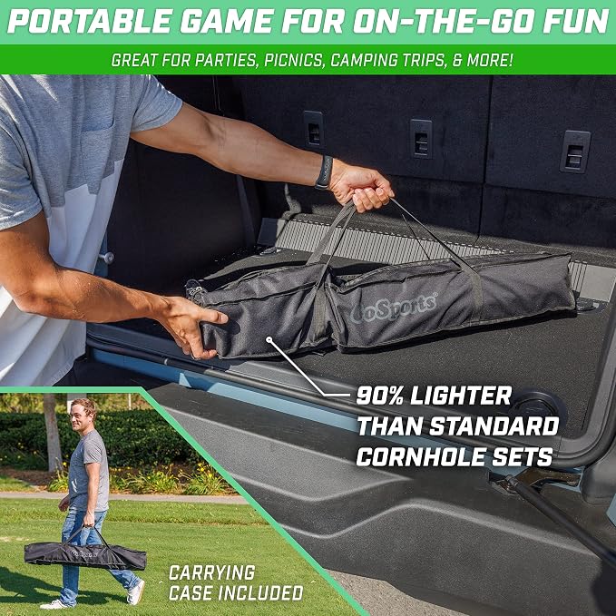 GoSports Portable Cornhole Set with Carry Case - Outdoor Lawn Bean Bag Toss Game for Adults and Family - Beach, Camping, Yard Games & More