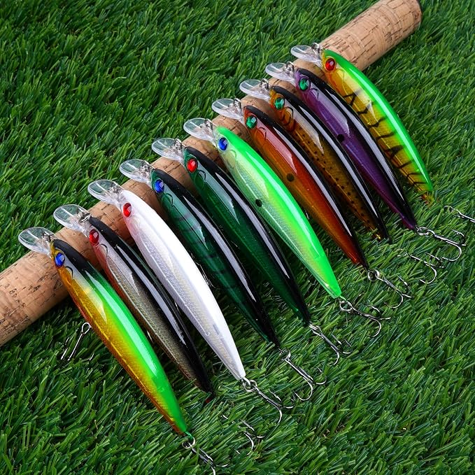 Fishing Lures Kit Crankbait Minnow Hard Bait Set Deep Diving Jerkbait Swimbait Popper Pencil Walleye Lures Artificial Fishing Bait for Bass Trout Redfish Saltwater Freshwater Fishing Lure