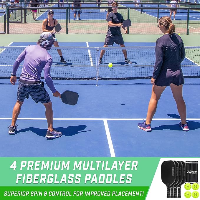 GoSports GS1 Pickleball Paddles - Single, 2 Pack, or 4 Pack - USAPA Approved Fiberglass Pickleball Paddles