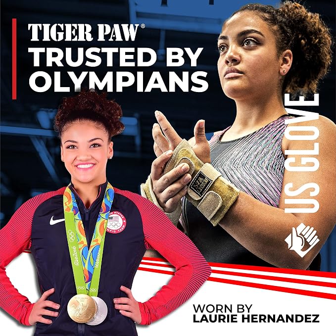 Tiger Paw Authentic Gymnastics Wrist Supports (Sold in Pairs) - Original Competition-Grade Gymnastics Wrist Guards, Wrist Support Braces, Adjustable, Made in USA Hand Wraps