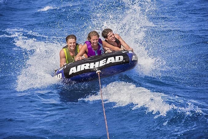 Airhead Slice Towable 2-4 Rider Models, Tube for Boating and Water Sports, Heavy Duty Full Nylon Cover with Zipper, EVA Foam Pads, and Patented Speed Safety Valve for Easy Inflating & Deflating