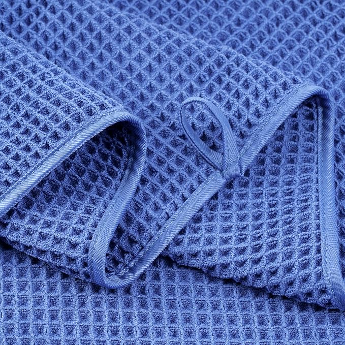 POLYTE 430 GSM Microfiber Quick Dry Lint Free Bath Sheet, 70 x 35 in, Set of 2 (Waffle Weave)