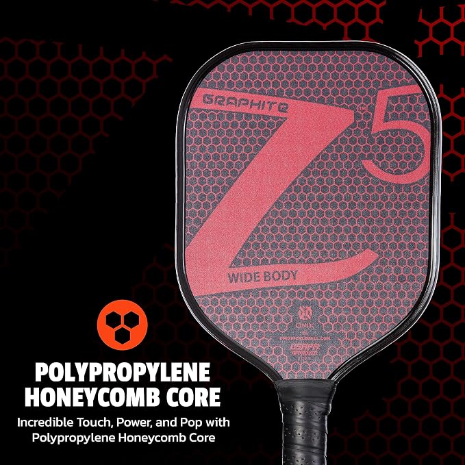 Onix Graphite MOD Z5 Carbon Fiber Pickleball Paddle with Wide-Body Shape. Honeycomb Core, Graphite Face & Cushion Comfort Pickleball Paddle Grip