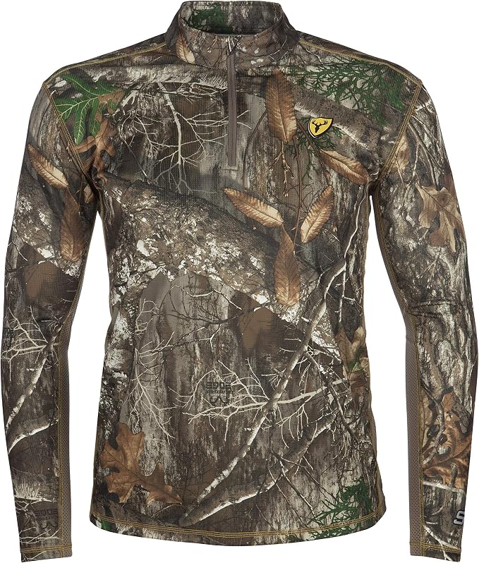 SCENTBLOCKER Angatec Long Sleeve 1/4 Zip Performance Shirt Mens Camo Hunting Clothes