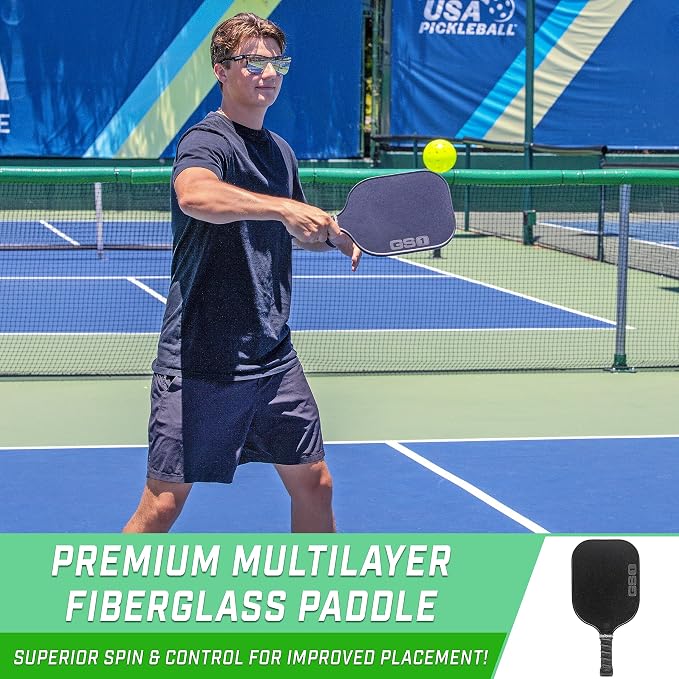 GoSports GS1 Pickleball Paddles - Single, 2 Pack, or 4 Pack - USAPA Approved Fiberglass Pickleball Paddles
