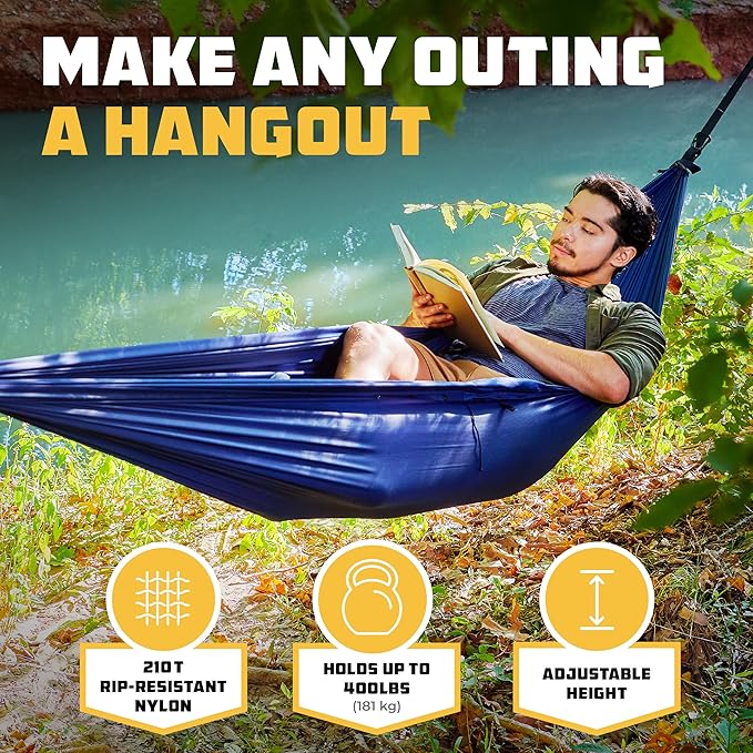 Wise Owl Outfitters Camping Hammock – up to 500lbs Portable Hammock with Tree Straps - Travel, Backpacking, Hiking, Outdoors Camping Gear - Single or Double