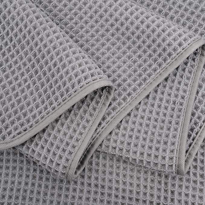 POLYTE 430 GSM Microfiber Quick Dry Lint Free Bath Sheet, 70 x 35 in, Set of 2 (Waffle Weave)