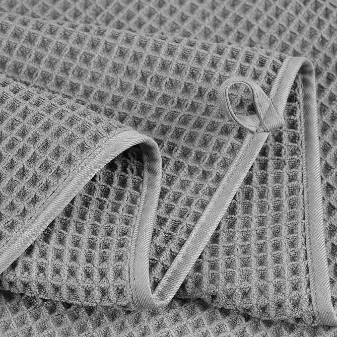 POLYTE 430 GSM Microfiber Quick Dry Lint Free Bath Sheet, 70 x 35 in, Set of 2 (Waffle Weave)