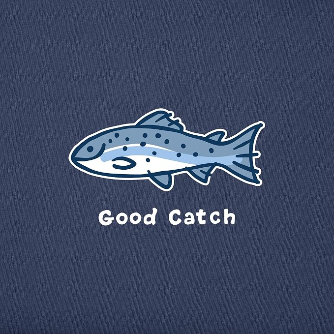 Life is Good Men's Crusher Tee Shirt, Short Sleeve Cotton Graphic T-Shirts, Good Catch Fish