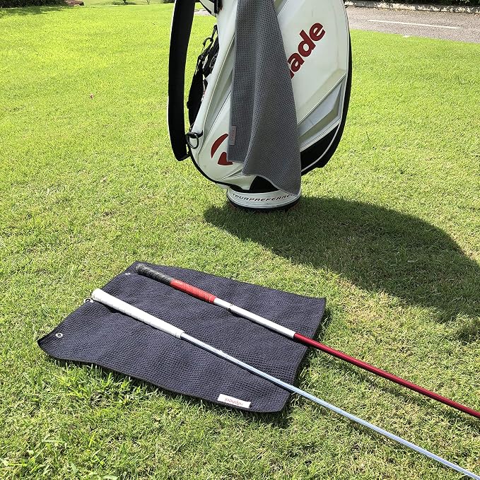 Golf Towel (16" X 21") Microfiber Waffle Pattern with Carabiner Clip,Golf Towels for Golf Bag for Man (20 Pack Black)